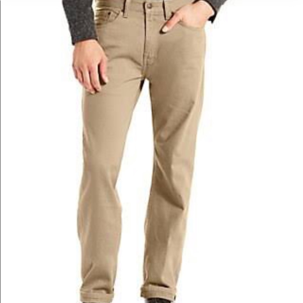 Levi’s 505 Tan Jeans Pants 31X35 Straight Leg Casual Khaki Stretch Classic